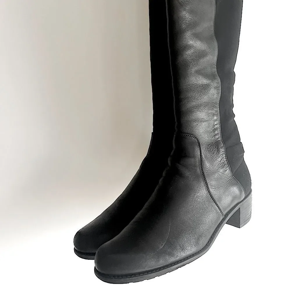Stuart Weitzman's '5050' Boots Black Nappa Leather Size 7 M
